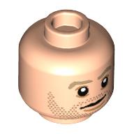 Lego Minifig Head Brian O'Conner, Dark Tan Eyebrows and Stubble Print / Light Nougat
