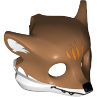 Lego Mask Fox / Skunk, Black Face Details and White Ears Print / Medium Nougat