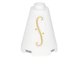 Cone 2 x 2 x 2 - Open Stud with Gold Elves Scroll on Transparent Background Pattern on Both Sides (Stickers) - Set 41178