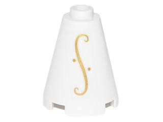 Lego Cone 2 x 2 x 2 - Open Stud with Gold Elves Scroll on Transparent Background Pattern on Both Sides (Stickers) - Set 41178