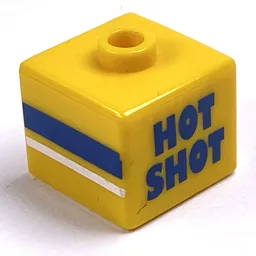 Pen Bead, Square with 'HOT SHOT', 'SCORE!' and '23' Print / Yellow