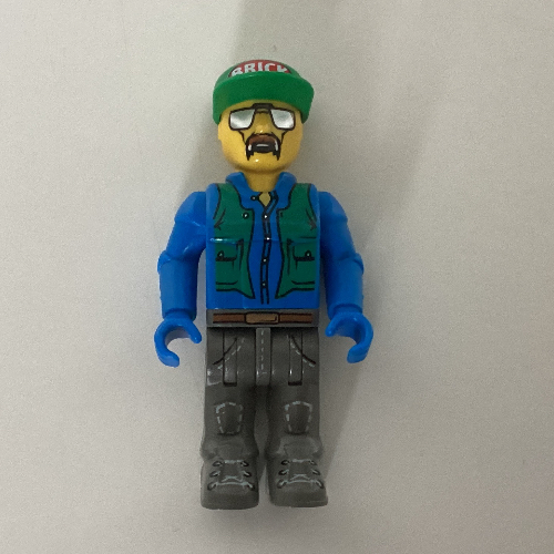 Lego Juniors Midifig, Construction Worker - Blue Shirt, Green Vest, Cap with 'Brick', Sunglasses and Moustache / Blue