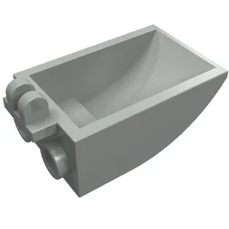 Construction Vehicle Bucket 2 x 3 Curved Bottom, Hollow, with Hinge 2 Fingers / Light Gray