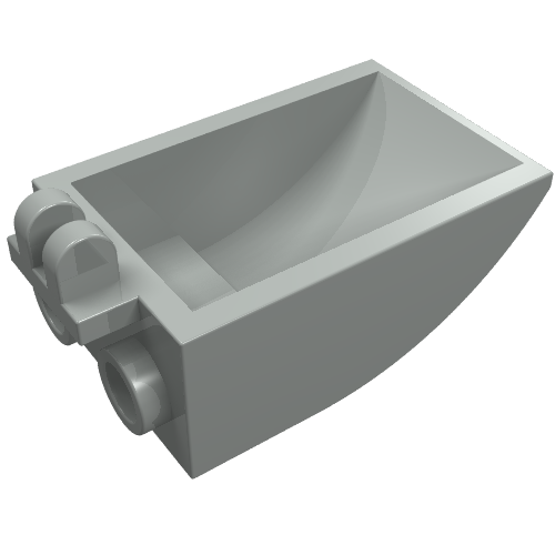 Lego Construction Vehicle Bucket 2 x 3 Curved Bottom, Hollow, with Hinge 2 Fingers / Light Gray
