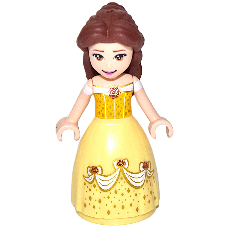 Lego Belle, Bright Light Orange and Bright Light Yellow Full Dress with Roses, Closed Mouth