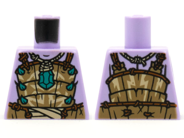 Lego Torso Dark Tan Armor, Dark Turquoise Jewel and Spikes, Dark Orange Ropes Pattern