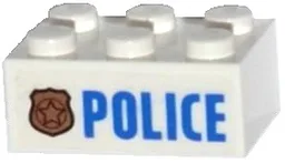 Brick 2 x 3 with Police Copper Star Badge and Blue 'POLICE' Pattern (Sticker) - Set 60130