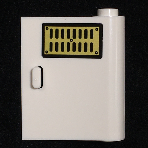 Lego Door 1 x 3 x 3 Right - Open Between Top and Bottom Hinge with Gold Air Vent Pattern (Sticker) - Set 75968