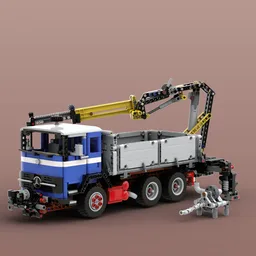 Mercedes-Benz LP 2223 trilateral tipper and medium folding crane
