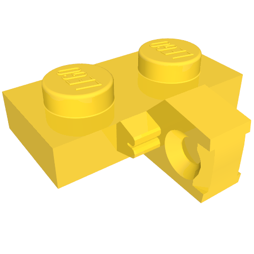 Lego Hinge Plate 1 x 2 Locking with 1 Finger on Side, without Groove / Yellow