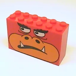Brick 2 x 6 x 3 with Monster Face Print / Red