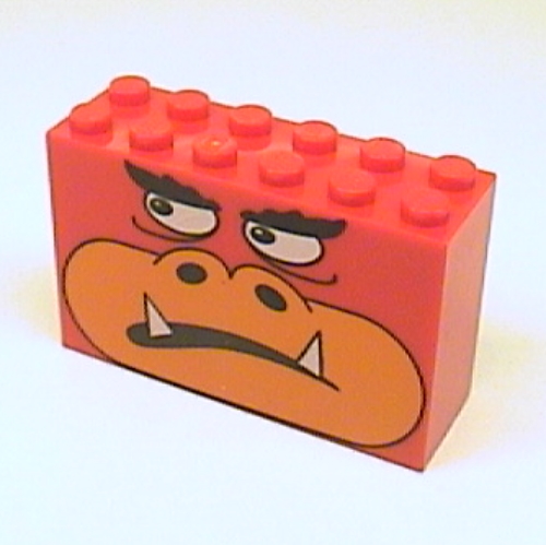 Lego Brick 2 x 6 x 3 with Monster Face Print