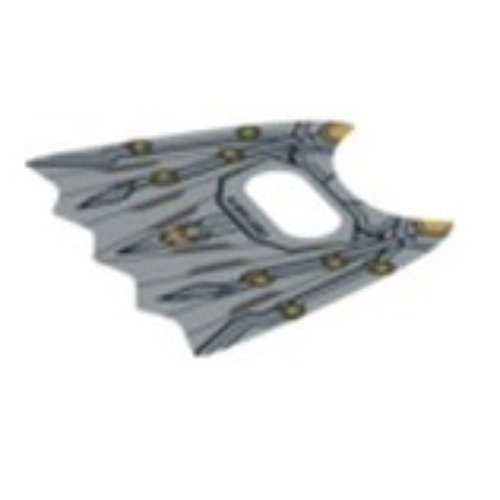 Lego Wings, Collapsed, Scalloped 5 Points, with Black and Gold Print / Trans-Clear