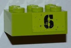 Brick 2 x 3 with Black '6' Pattern Model Left Side (Sticker) - Set 8961