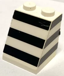 Slope 65 2 x 2 x 2 without Bottom Tube with 3 Horizontal Black Stripes Pattern Model Right Side (Stickers) - Set 1554