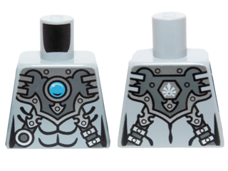 Lego Torso Chima Silver Armor with Straps and Blue Round Jewel (Chi) Pattern