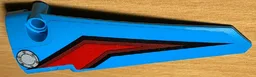 Technic, Panel Fairing # 5 Long Smooth, Side A with Gas Hatch and Red, Dark Red and Black Lines Pattern (Sticker) - Set 42077