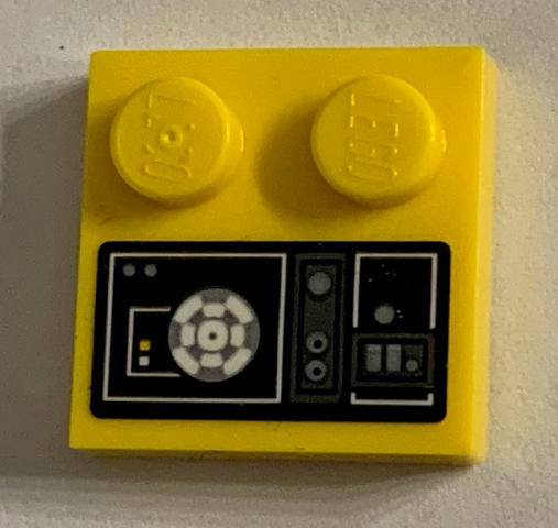 Lego Tile, Modified 2 x 2 with Studs on Edge with SW Millennium Falcon Control Panel and Buttons Pattern (Sticker) - Set 75212