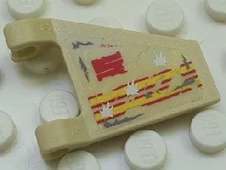 Flag 2 x 2 Trapezoid with Flat Edge with Yellow and Red Stripes, Block Letter S, White Bullet Holes Pattern on Both Sides (Stickers) - Set 5980