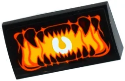 Slope, Curved 2 x 4 x 2/3 with Bottom Tubes with Open Mouth with Pointed Teeth and Bright Light Orange Uvula Pattern (Sticker) - Set 70316