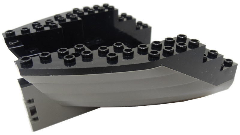 Lego Boat, Hull Small Stern 14 x 12 x 5 1/3 with Black Top (6052 / 6053)