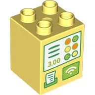 Duplo Brick 2 x 2 x 2 with Cash Register Print / Bright Light Yellow