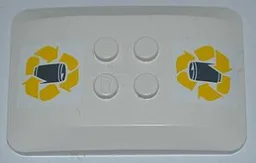 Wedge 6 x 4 x 2/3 Quad Curved with Yellow Recycling Arrows and Drink Can Pattern (Stickers) - Set 4206