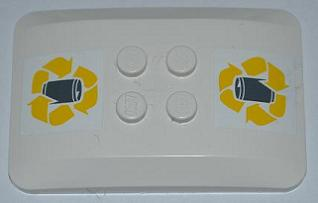 Lego Wedge 6 x 4 x 2/3 Quad Curved with Yellow Recycling Arrows and Drink Can Pattern (Stickers) - Set 4206