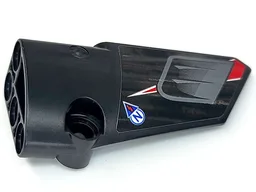 Technic, Panel Fairing # 4 Small Smooth Long, Side B with Dark Bluish Gray Air Vent, Blue Letter N and Warning Triangle Pattern (Sticker) - Set 42109