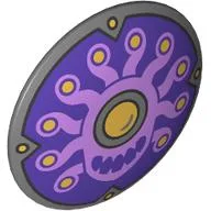 Shield Round Bowed with Lavender Beholder on Dark Purple Field Print