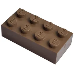 Modulex Brick 2 x 4 with LEGO on Studs / Modulex Terracotta