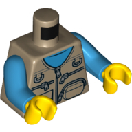 Lego Torso Jacket Bodywarmer with Zippers and Pockets print, Dark Azure Arms, Yellow Hands