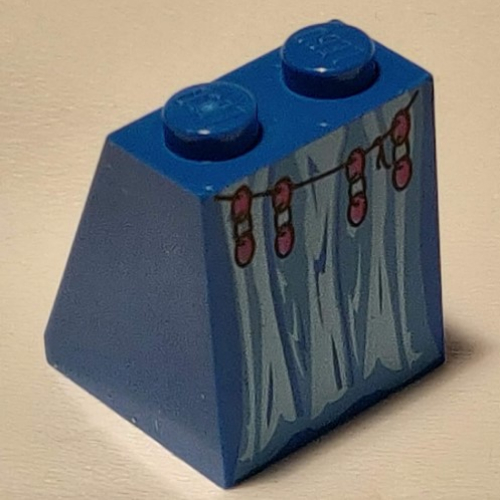 Lego Brick Sloped 65° 2 x 2 x 2 with Bottom Tube with Trelawney Skirt and Belt Print / Blue
