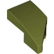 Brick Wedged, Curved 2 x 1 with Stud Notch Left / Olive Green