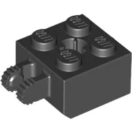Hinge Brick 2 x 2 Locking with 2 Fingers Vertical and Axle Hole, 9 Teeth / Black