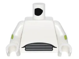 Torso Spacesuit 3 Dark Bluish Gray Vents at Waist Pattern / White Arms with Lime Wrist Stripe and Red Mark on Right / White Hands
