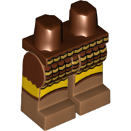 Lego Hips and Medium Nougat Legs with Brown and Gold Armor Scales Print / Reddish Brown