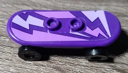 Minifigure, Utensil Skateboard Deck with Lavender and Medium Lavender Lightning Bolts Pattern (Sticker) with Black Wheels (42511pb20 / 2496) - Set 41327