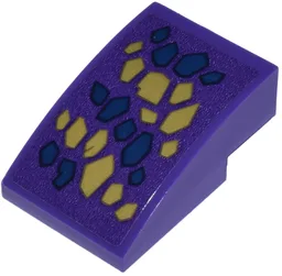 Slope, Curved 3 x 2 with Pearl Gold and Dark Blue Dragon Scales Diagonal Arrangement Pattern (Sticker) - Set 71836