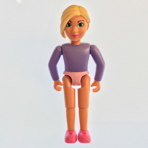 Lego Belville Figure Fixed Elbows, Child, Female, Tan Hair, Dark Pink Shoes / Medium Violet