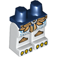 Lego Hips and White Legs with Gold Belt and Knee Protection and Yellow Claws Print / Dark Blue