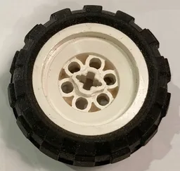 Wheel 43.2 x 28 Balloon Small with Axle Hole (+ Shape) with Black Tire 43.2 x 28 S Balloon Small (6580a / 6579) / White