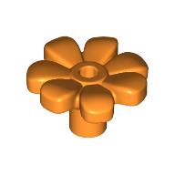 Lego Plant, Flower, Minifig Accessory with 7 Thick Petals and Pin, Center Ring / Orange