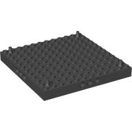 Lego Brick Special 12 x 12 with 3 Pin Holes on Each Side and Vertical Peg at Each Corner / Black