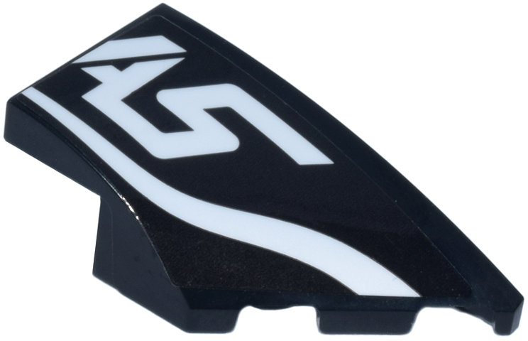 Lego Wedge 4 x 2 Right No Studs with White 'AS' of Haas Logo and Curved Line Pattern (Sticker) - Set 77250