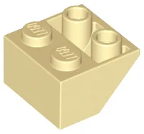 Brick Sloped Inverted 45° 2 x 2 [Ovoid Bottom Pin, Bar-sized Stud Holes] / Tan