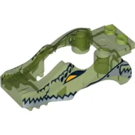 Fairing, Fly Wheel, Crocodile Shape with Silver Crocodile Print / Trans-Bright Green