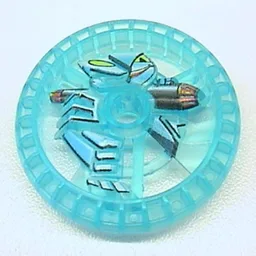Technic Disc 5 x 5 Notched, Skeleton Print / Trans-Light Blue