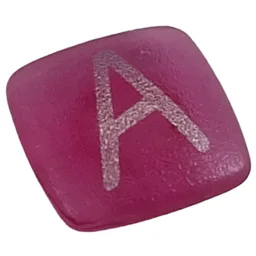 Clikits Icon, Square 2 x 2 Small with Pin and Silver 'A' Print / Trans-Dark Pink
