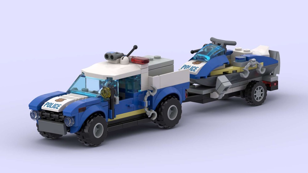 Lego Police Pickup truck with bike/bike trailer